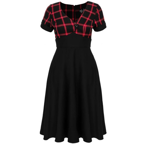 Hell Bunny Janine 50s Dress in Black and Red Tartan