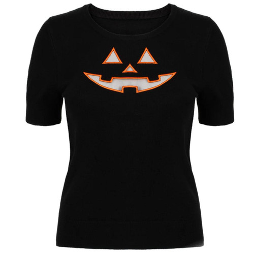 Hell Bunny Jack-O-Lantern Cut-Out T-Shirt Top in Black/Orange