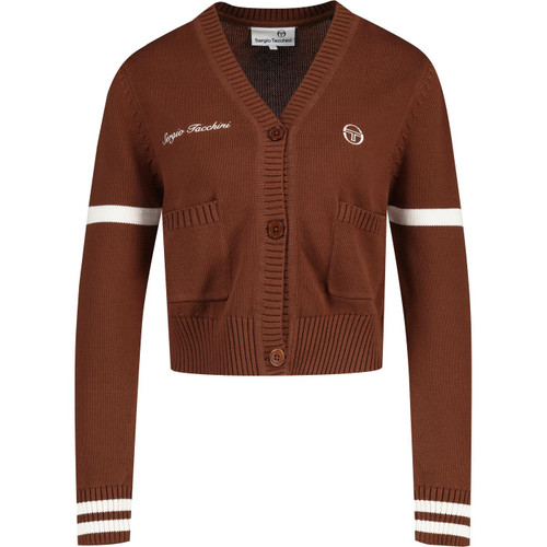sergio tacchini womens frankie front pockets knitted cardigan cappuccino brown