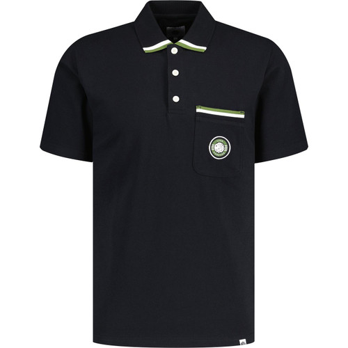 Pretty Green Mens Live Forever Mod Pocket Polo Shirt in Black