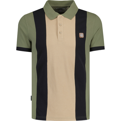 lambretta mens vintage vertical panels retro mod polo tshirt khaki