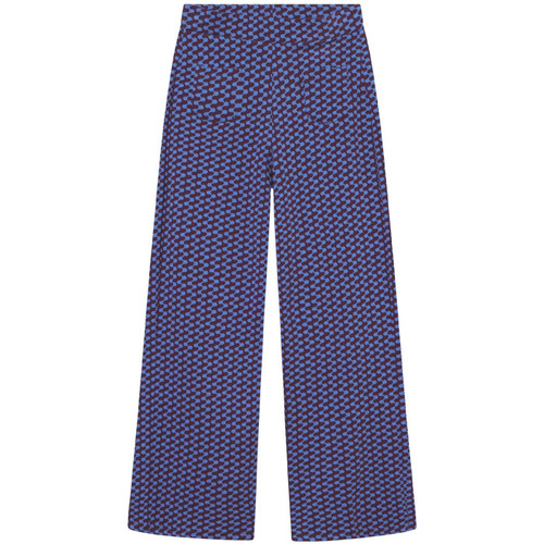 Mademoiselle Yeye Funky Beat 70s Women's Trousers in Blue/Burgundy