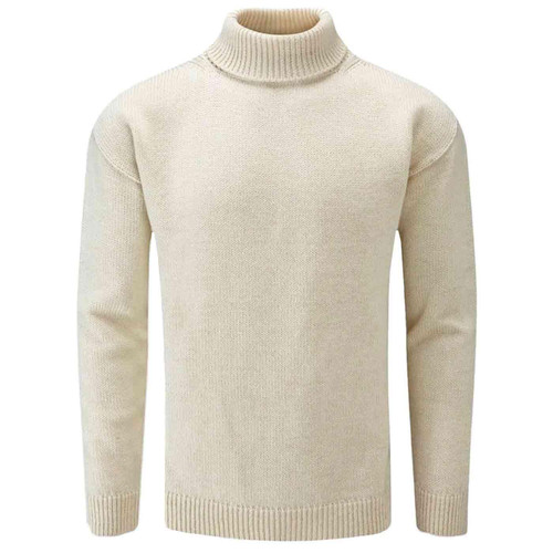 Gloverall Submariner Knitted Roll Neck Jumper in Ecru MK5087