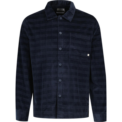 farah vintage mens liebling retro corduroy check long sleeve overshirt true navy
