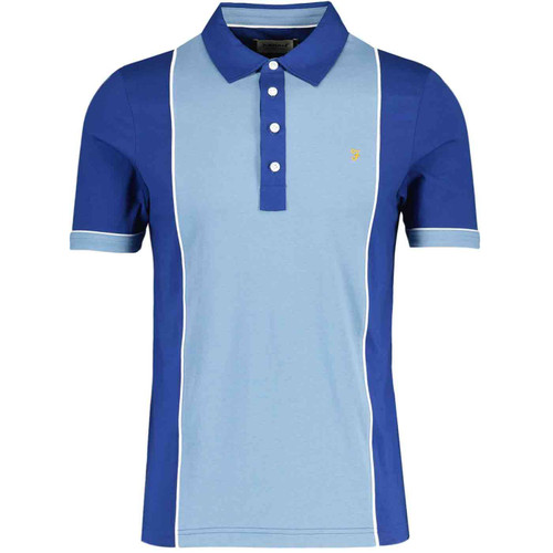 Farah Edgarton Men's Mod Archive Panel Polo Shirt in Blue Peony