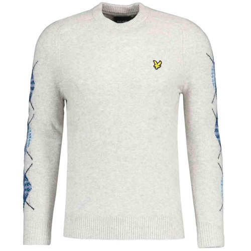 Lyle & Scott Argyle Sleeve Jumper in Light Grey Marl