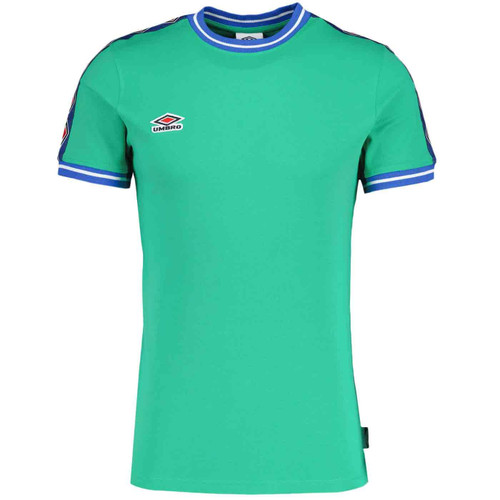 Umbro Centenary Infilled Logo Retro Taped Sleeve Tee in Peppermint Green