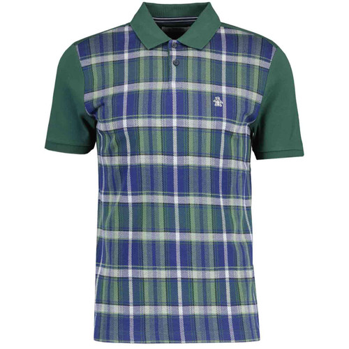 Original Penguin Plaid Check Polo Shirt in Sycamore Green