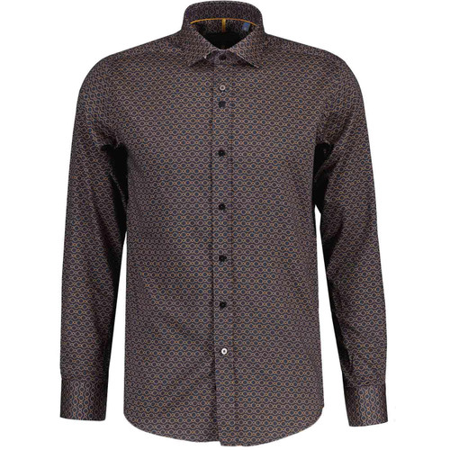 Guide London Hexagon Print Smart Shirt in Navy