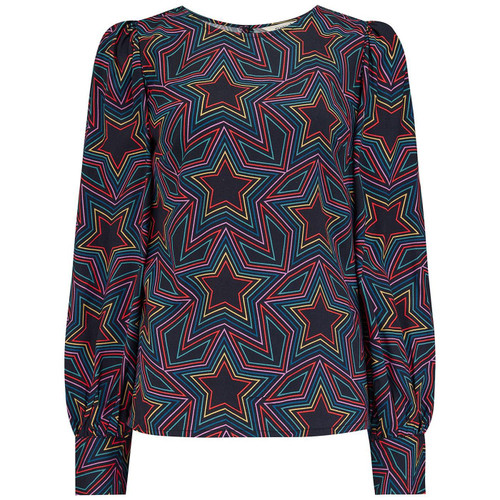 Sugarhill Brighton Ronnie Puff Sleeve Stars Print Top in Black T0846