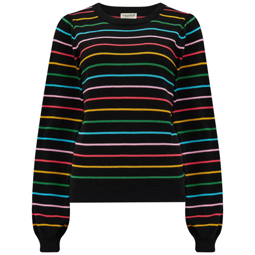 Sugarhill Brighton Madeline Rainbow Stripe on Black Jumper K0837
