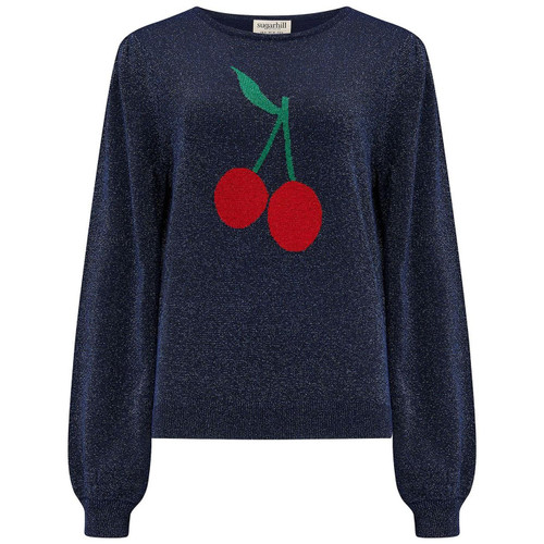 Sugarhill Brighton Tiff Sparkle Cherry Jumper in Navy Blue K0818