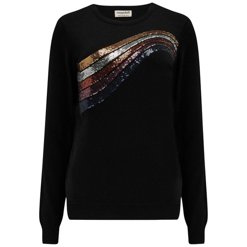 Sugarhill Brighton Cece Winter Christmas Sparkle Swoosh Jumper K0812 Black