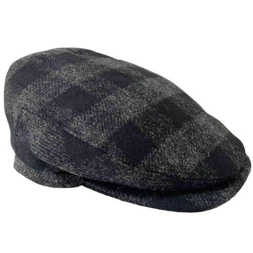 Failsworth Longden Mallalieus of Delph Buffalo Check Flat Cap in Charcoal