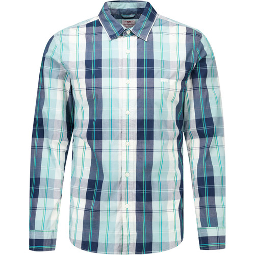 levis mens battery luke plaid slim fit long sleeve shirt blue green