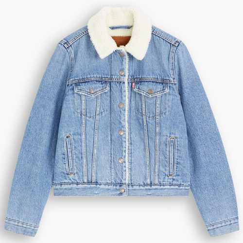 levis womens original sherpa denim trucker jacket weekend wanderer blue