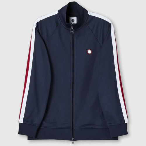 Pretty Green Tilby Taped Sleeve Tricot Track Jacket in Navy G24Q3MUTRA414