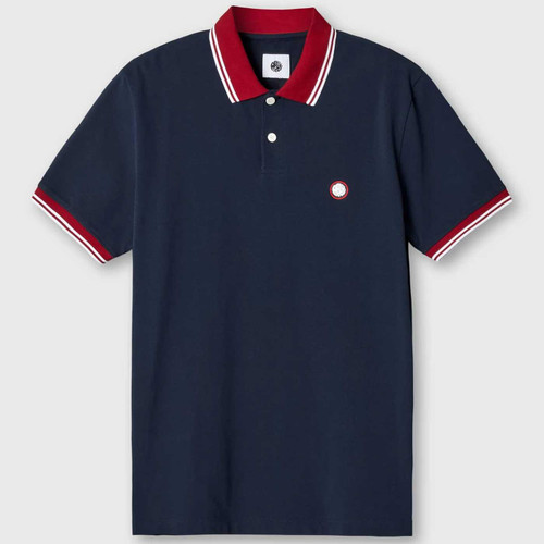Tilby Contrast Collar Polo Shirt in Navy by Pretty Green G24Q3MUPOL415 