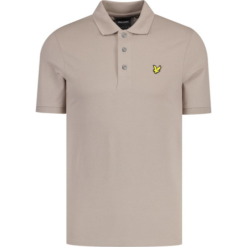 lyle and scott mens mod slim fit plain polo tshirt taupe