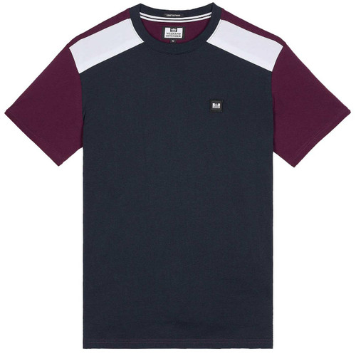 Weekend Offender Lederle Colour Block Panel t-shirt in Navy