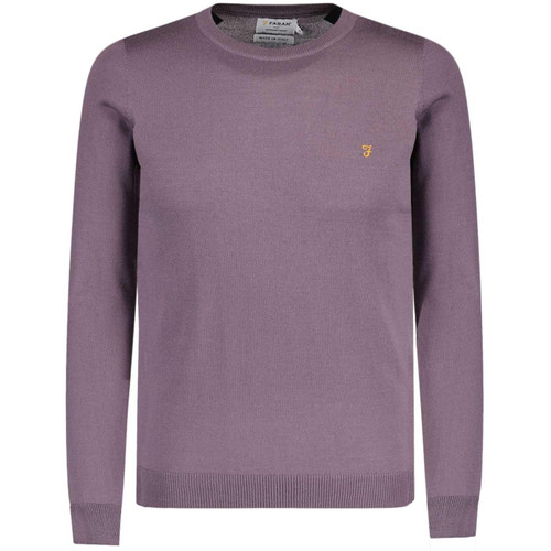 Farah Mullen Made in Italy 60s Mod Knitted Crew Neck Jumper in Dusk Purple