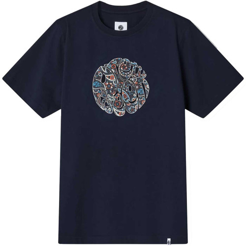 Pretty Green Wonderwall Paisley Logo T-shirt in Navy G24Q3MUJER433