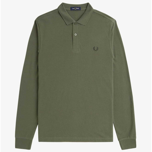 Fred Perry M6006 Long Sleeve Polo Shirt in Laurel Wreath Green M6006 W49