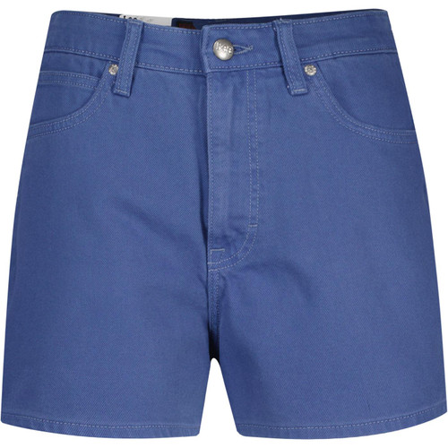 lee jeans womens carol retro regular waist 70s denim shorts surf blue