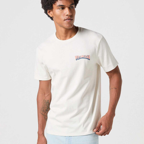 Wrangler Retro 70s Western Cowboy Back Print Tee in Vintage White