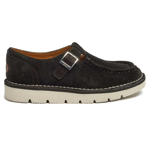 Pod Original Women's Wonder Suede Leather T-Bar Shoes in Black