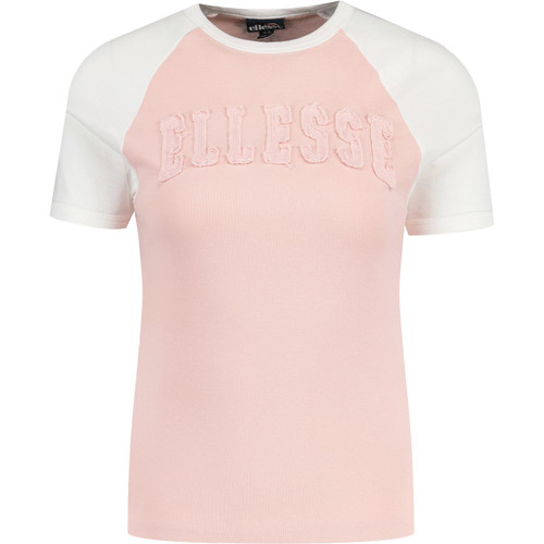 ellesse womens brinley logo applique raglan sleeve tshirt light pink white