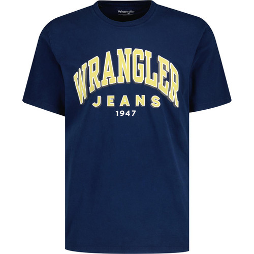 wrangler mens retro logo graphic crew neck thsirt navy