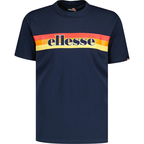 ellesse mens driletto retro '90s chest stripe logo print tshirt navy