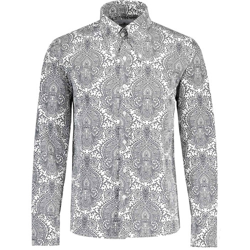 Madcap England Capo Paisley Gangster Collar Button Down Shirt in White MC1111