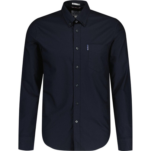 ben sherman mens 60s mod button down plain coloured cotton oxford long sleeve shirt black