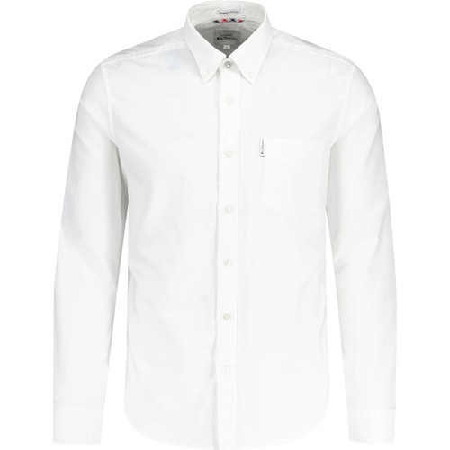 ben sherman mens 60s mod button down long sleeve cotton oxford shirt white
