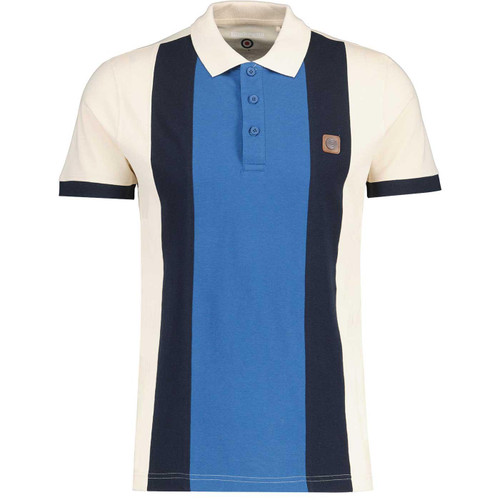 Lambretta Mod Pique Panel Polo Shirt in Whitecap Grey, Dark Blue and Navy SS0026