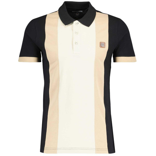 Lambretta Retro Pique Panel Polo Shirt in Black SS0026