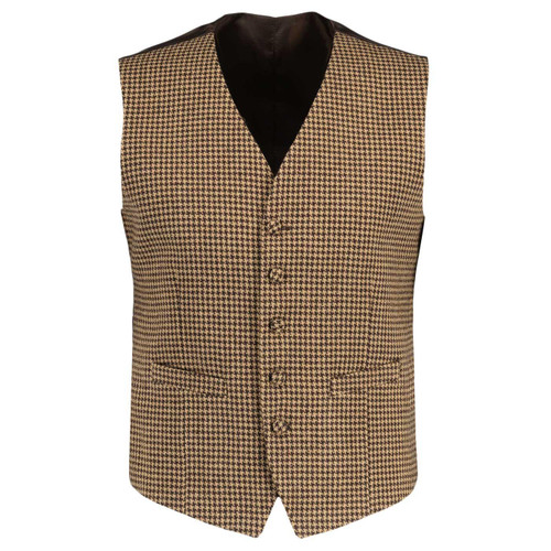 Dylan Brushed Dogtooth Waistcoat in Chocolate Brown by Madcap England