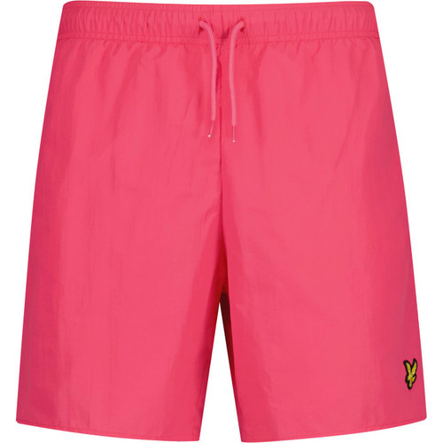 lyle and scott mens classic plain colour drawstring swim shorts electric pink