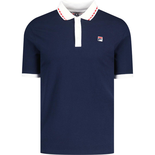 fila vintage mens seb dashed tipped pique polo tshirt navy
