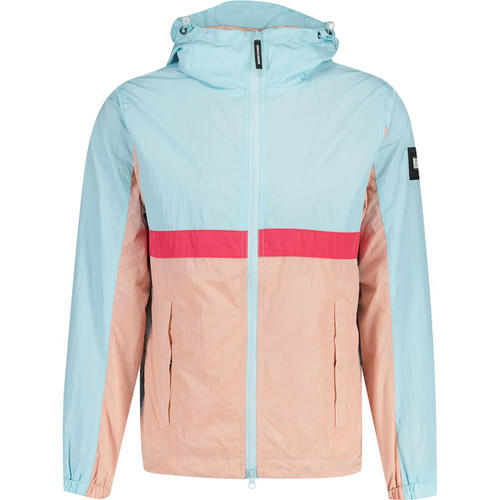 weekend offender mens parissa retro colour block lightweight zip windbreaker jacket saltwater blue
