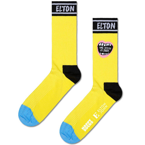 Happy Socks x Elton John Womens The Bitch Is Back Socks in Yellow P000667