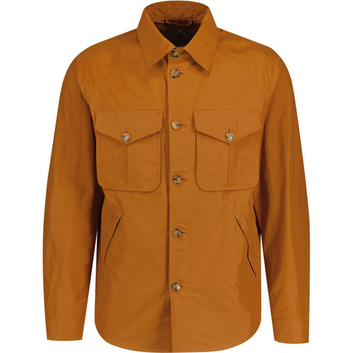 baracuta mens button through military utility shirt jacket pumpkin spice brown