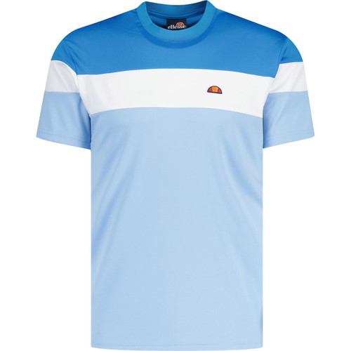ellesse mens mendoza colour block crew neck tshirt blue white 
