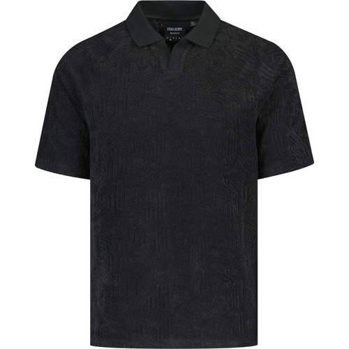 lyle and scott mens trophy emblem towelling polo tshirt jet black