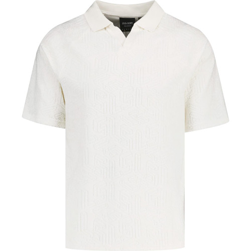 lyle and scott mens emblem towelling v neck polo tshirt chalk white