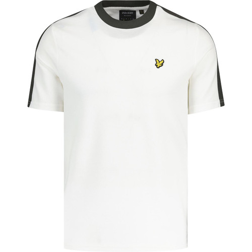 lyle and scott mens contrast taped relaxed fit crew neck tshirt natural beige