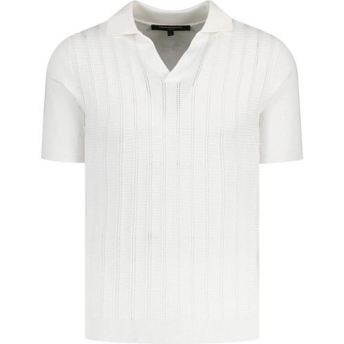french connection mens leader trophy textured knit v neck polo tshirt ecru