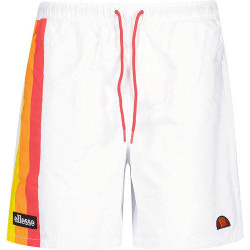 ellesse mens marinaro side stripe drawstring swim shorts white